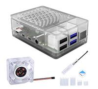 GeeekPi Cajas para Raspberry Pi 4 Modelo B, Raspberry Pi 4B con Ventilador de 40 x 40 x 10 mm y Raspberry Pi 4 disipadores de Calor para Raspberry Pi 4 Modelo B (Transparente)