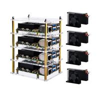 GeeekPi Carcasa acrílica de 4 capas con disipador de calor Armor Lite V5 Active Cooler para Raspberry Pi 5 4 GB/8 GB (transparente)