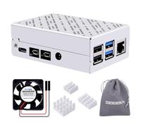 GeeekPi Carcasa de Aluminio para Raspberry Pi 4 Con Ventilador de Refrigeración de 30 mm y 3 Disipadores de Calor - Compatible Con Modelo B 8GB/4GB/2GB
