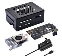 GeeekPi Carcasa de metal para Raspberry Pi 5, con placa periférica M.2 NVMe SSD PCIe, enfriador activo y adaptador de corriente USB C de 27 W