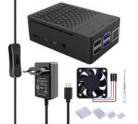 GeeekPi Case para Raspberry Pi 4 con Fuente de Alimentación 5V 3.6A EU, Ventilador PWM 40x40x10mm y Disipadores para Raspberry Pi 4 Model B