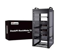 GeeekPi DeskPi RackMate T2, gabinete de servidor de 12U de 10 pulgadas, mini rack de 260 mm de profundidad con estante de rack, panel en blanco, panel de conexión, para AV, NAS y equipos de servidor