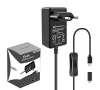 GeeekPi Fuente de alimentación para Raspberry Pi 4 20 W 5 V 4 A, fuente de alimentación USB C con interruptor ON/Off para Raspberry Pi 4 8 GB/ 4 GB/ 2 GB/ Orange Pi 5/5B /5 Plus, con adaptador A Micro