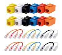 GeeekPi Keystone - Kit de gestión de cables, con 12 conectores Keystone Cat6A RJ45 y 12 cables Ethernet Cat6A de 0,2 m para panel de conexión