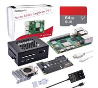 GeeekPi Kit de inicio para Raspberry Pi 5 de 8 GB, con placa periférica N04 M.2 NVMe SSD PCIe, carcasa de metal, enfriador activo oficial, tarjeta SD de 64 GB, cable HDMI y fuente de alimentación USB