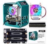 GeeekPi Kit de UPS Mini Torre, Raspberry Pi 4 con Enfriador de Torre Ice, Ventilador de refrigeración RGB, disipador de Calor, Pantalla OLED de 0.96 Pulgadas y UPS Plus para Raspberry Pi 4 Modelo B