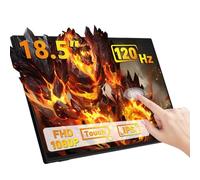 GeeekPi Monitor portátil de 18,5 pulgadas, 1920 x 1080 IPS, pantalla táctil de 120 Hz, 1080P, pantalla táctil con HDMI USB-C, altavoces integrados, soporte VESA para Xbox PS4/5, portátil, Mac, PC