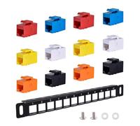 GeeekPi Panel de conexión de 10" 0,5U-12 Puertos con Conector Clave Cat6-RJ45 para gabinetes de Red DeskPi RackMate T0/T1/T2/rack de servidores