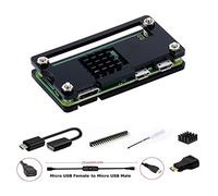 GeeekPi para Raspberry Pi Zero/Zero W Caja, con Cabezal GPIO de 20 Pines, Cable OTG, Cable de Interruptor, Adaptador HDMI, disipador de Calor y Destornillador (Negro)