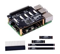 GeeekPi Quad FPC PCIe HAT para Raspberry Pi 5, B14 HAT 1 a 4 PCIe Interfaz con cabezal de pin GPIO de 40 pines para Raspberry Pi 5