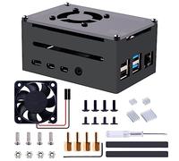 GeeekPi Raspberry Pi 4 Carcasa de Aluminio Con Ventilador y Disipador - Compatible Con Modelo B y PoE Hat