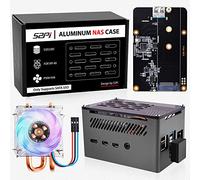 GeeekPi Raspberry Pi 4 - Carcasa de aluminio para NAS con enfriador de torre ICE y placa adaptadora SSD M.2 SATA, Raspberry Pi 4, carcasa de aluminio pasiva con ventilador PWM ultra silencioso de 40