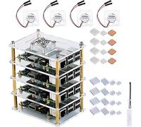 GeeekPi Raspberry Pi 4 Model B,Raspberry Pi 3 B + Caja con Ventilador de refrigeración y disipador de Calor, Caja de acrílico de 4 Capas Caja apilable Cluster Caja para Raspberry Pi 3/2 Modelo B