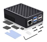 GeeekPi Raspberry Pi 5 - Carcasa de aluminio con refrigeración pasiva, carcasa blindada con adhesivo conductor del calor, disipador de calor para modelos de 4 GB/8 GB