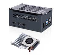 GeeekPi Raspberry Pi 5 - Carcasa de aluminio con ventilador activo oficial, compatible con M.2 NVMe SSD Shield Top X1001 / X1000 / N04 / N05