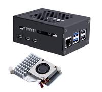 GeeekPi Raspberry Pi 5 - Carcasa de metal con enfriador activo oficial, compatible con PCIe M.2 NVMe SSD Shield Top X1001 / X1003 / X1000 / N04 / N05