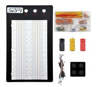 GeeekPi Solderless Breadboard with Black Metal Black Plate and U-Shape+65pcs Pure Copper Jumper Wires for Arduino/Raspberry Pi/Prototyping/Circuit (1560 puntos de punto)