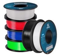 GEEETECH Filamento PLA de 1,75 mm para impresora 3D, 6 carretes 1kg | Negro+Blanco+Gris+Rojo+Verde+Azul