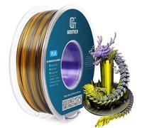 GEEETECH Filamento PLA de seda tricolor, 1,75 mm, filamento para impresora 3D, 1 kg/bobina, seda, Morado+Oro+Negro