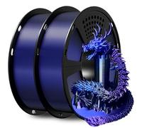 GEEETECH Filamento PLA de seda tricolor, 1,75 mm, filamento para impresora 3D, 1kg por Carrete, 2 Rollos,Azul Morado Negro x2