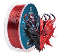GEEETECH Filamento PLA Seda 1,75 mm Bobina de 1 kg, Bicolor Negro Rojo