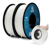 GEEETECH TPU Filamento Flexible 1.75mm,Filamento 95A TPU para impresora 3d, 2 kg,Blanco+Blanco