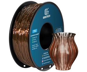 GEEETECH TPU Filamento Flexible 1.75mm,Filamento 95A TPU para impresora 3d,carrete de 1kg,Marrón transparente