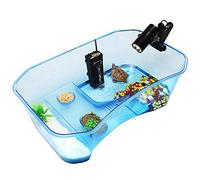 Geegoods Hábitat de Tanque de Tortuga, Tanque de Reptiles Azul, Tortuga, Acuario, terapina, Lago con Plataforma para Mascotas, Tortuga, Cangrejo, hábitat de Reptiles