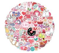 GEEHUA 100 pegatinas de corazón, pegatinas rosas, pegatinas impermeables en forma de corazón, lindo álbum de recortes, pegatinas de lectura, regalos para amantes de los libros para tarjetas de