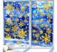 GEEHUA 162 calcomanías de copo de nieve con purpurina para ventana, calcomanías anticolisión para ventana de Navidad, salvar pájaros, colisiones de ventanas, decoraciones de invierno para el hogar,