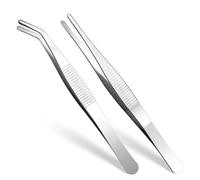 GEEHUA 2 pinzas curvas, pinzas rectas de acero inoxidable con punta plana y filo ondulado curvado, pinzas anguladas para electrónica, trabajo de laboratorio, animales acuáticos