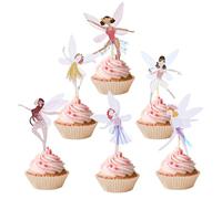 GEEHUA 24 adornos para cupcakes de hadas, decoración de pastel de hada, decoración de pastel de hada, decoración de pastel de ángel, decoración de cumpleaños, bailarina de ballet, decoración de pastel