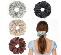 GEEHUA 4 gomas extragrandes para el pelo, con lunares, suaves, elásticas, para mujer, para el día a día y la oficina