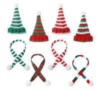 GEEHUA 8 mini sombreros y bufanda de punto de Navidad para manualidades, gorro de punto de Papá Noel, bufanda de muñeco de nieve, muñeca de Navidad, decoración de punto para manualidades, pequeña