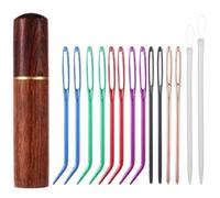 GEEHUA Juego de 14 agujas para tapiz, agujas de hilo de coser de ojos grandes, agujas de tapiz afiladas, agujas de tejer a mano, agujas de hilo de punta doblada con agujas romas, marcadores de