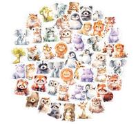GEEHUA Pack de 50 Lindas Pegatinas de Animales para Niños, Pegatinas de Safari Kawaii, Pegatinas de Animales Autoadhesivas Impermeables para Computadora Portátil, Álbum de Recortes, Botella de Agua