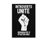 Geek Chic & Introvert Humor - “Introverts Unite Separately” Canvas Poster, Funny Wall Art for Game Room, Home Library, Coffee Shop (Unframed,12x18inch(30x45cm))