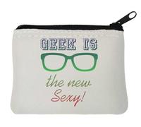 Geek is The New Funny Slogan - Monedero de neopreno (10 x 11 cm), color blanco, White, Talla única