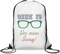 Geek is The New - Saco de gimnasio con eslogan divertido, casual, con cordón, color blanco, White, Talla única