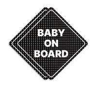 GEEKBEAR Letreros de bebé a bordo para coche, diamante, paquete de 2 (calcomanía, negro)