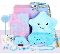 GEEKEO Regalo Niña 4 5 6 7 8 9 10+ Años - Frozen Niña Peluche Diario Secreto y Bolígrafo Cojín Estrella Antifaz para Dormir, Princesas Cabello Diadema Joyas Juguetes Niños para Regalos Cumpleaños