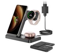 GEEKERA Cargador Inalámbrico Plegable para Samsung, Estacion de Carga 3 en 1 para Samsung S25/S24/S23/S22/S21/Z Flip/Fold, Base Carga para Galaxy Watch, Carregador sem fios para Galaxy Buds-Negro