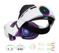 GEEKERA Headstrap Compatible con Meta-Quest 3/3S, 10000mAh Batería Head Strap para la Cabeza RGB, Accesorio VR con Correa Ajustable y Recarga Rápida, Tiempo de Juego Prolongado de 4 Horas