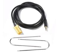 GeekerChip 1.5m Cable AUX para Fiat Grande Punto, 3,5 mm Jack Adaptador de Entrada de AUX en Chapado en Oro Cable + 2 Llaves de Radio para iPod MP3 teléfonos móviles