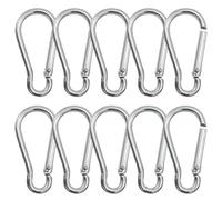 GeekerChip 10 Piezas Mosquetones,Mosquetón de Resorte,6x76 mm Mosquetón para Llaveros,para toldos,hamacas,Mochilas,Correas de Perro,Camping,Viajes etc(Plata)