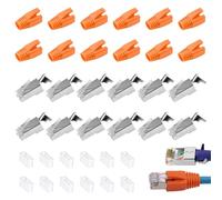 GeekerChip 12 Unidades Conector RJ45 Cat 7 Cat6A,Conector Ethernet Blindado 8P8C Clavija RJ45 Pasante Pass Through para Cable de Instalación con Guia y Funda,para TV/PS4/Modem/TV Box/Router/PC