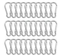 GeekerChip 30 Piezas Mosquetones,Mosquetón de Resorte,3.6x41 mm Mosquetón para Llaveros,para toldos,hamacas,Mochilas,Correas de Perro,Camping,Viajes etc(Plata)