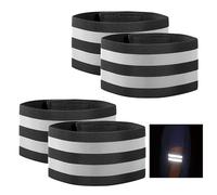 GeekerChip 4 Piezas Cinta Reflectante de Ajustable,Bandas Reflectoras,Reflectante Banda Seguridad,Bandas Reflectantes Brazalete Alta Visibilidad para Running,Ciclismo,Adultos,Niños(Negro)