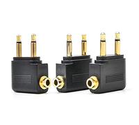 GeekerChip Adaptador para Avión para Auriculares,Adaptador de Auriculares para Avion Jack 3.5 Negro,3 Paquetes(Negro)