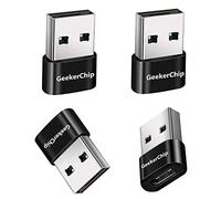 GeekerChip Adaptador USB C Hembra a USB Macho[4 Piezas],Adaptador de Cable de Cargador Tipo C,Adaptador USB C a USB,para 11 12 13 Pro MAX,Computadoras Portátiles y Otros Dispositivos con USB C(Negro)